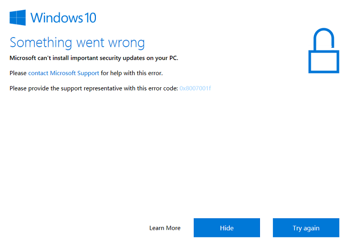 Windows Update Error 0x8007001F
